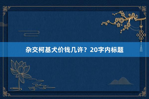 杂交柯基犬价钱几许？20字内标题